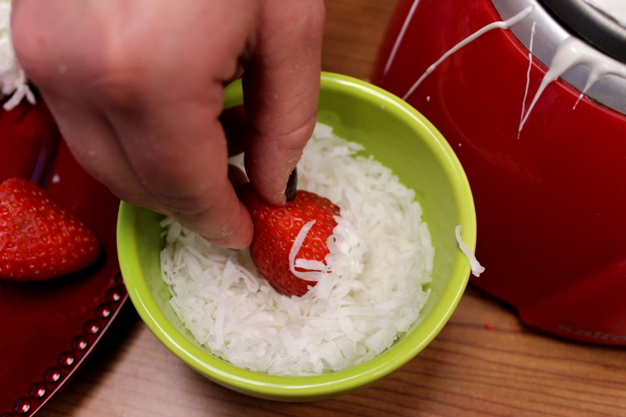 strawberry dipped in coconut