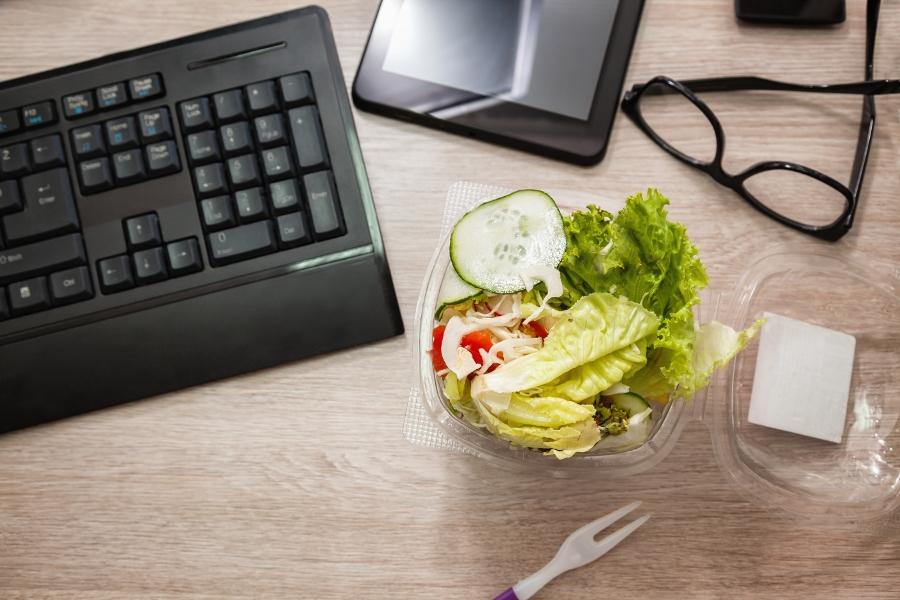 Healthy Vegetable Lunch Box On Working Desk