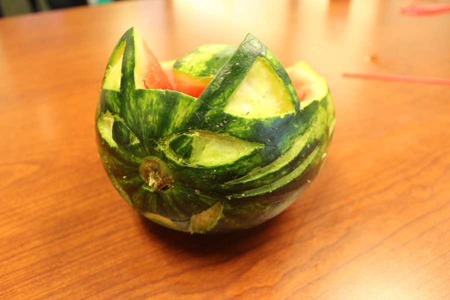 cat watermelon carving