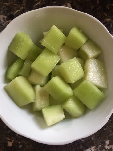 chopped honeydew bowl